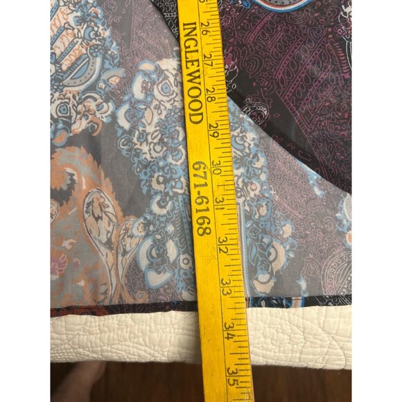 Sheer Paisley Open-Front Kimono Cardigan XXL Lightweight Boho Purple Blue Black - Picture 10 of 15